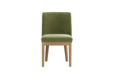 Green Fabric Dining Chair with Solid Wooden Legs
