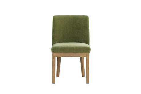 Green Fabric Dining Chair with Solid Wooden Legs