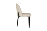 Taupe Cream Leather Curved Back Dining Chair Black Legs
