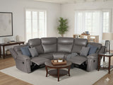 Grey Leather Effect Large Manual Recliner Corner Sofa