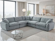 Grey Textured Fabric Large Corner Group Sofa