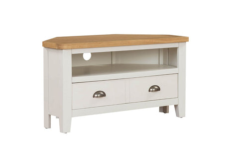 Cashmere Wooden 2 Drawer Corner TV Media Unit Oak Top