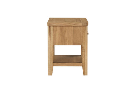 Natural Oak 1 Drawer Small Lamp Table with Shelf
