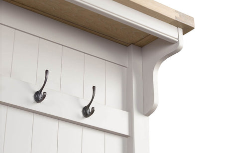 Taupe Wooden Hall Stand with 4 Hooks Washed Oak Top