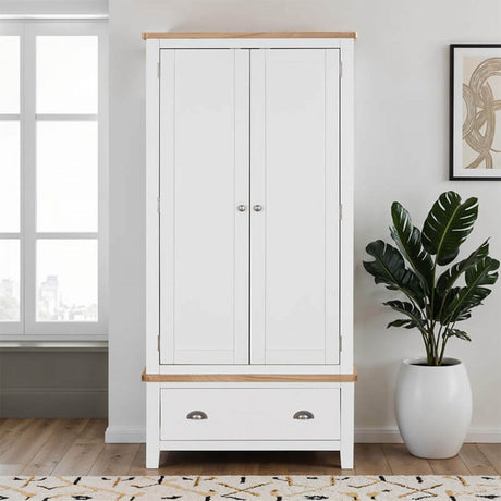 Cashmere Wooden 2 Door 2 Drawer Double Wardrobe Oak Top