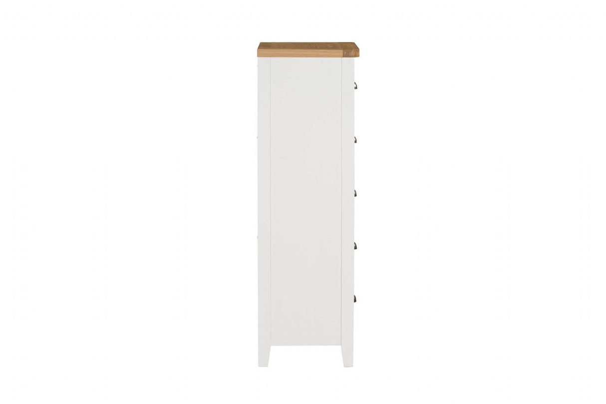Cashmere Wooden 5 Drawer Narrow Tallboy with Oak Top