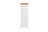 Cashmere Wooden 5 Drawer Narrow Tallboy with Oak Top