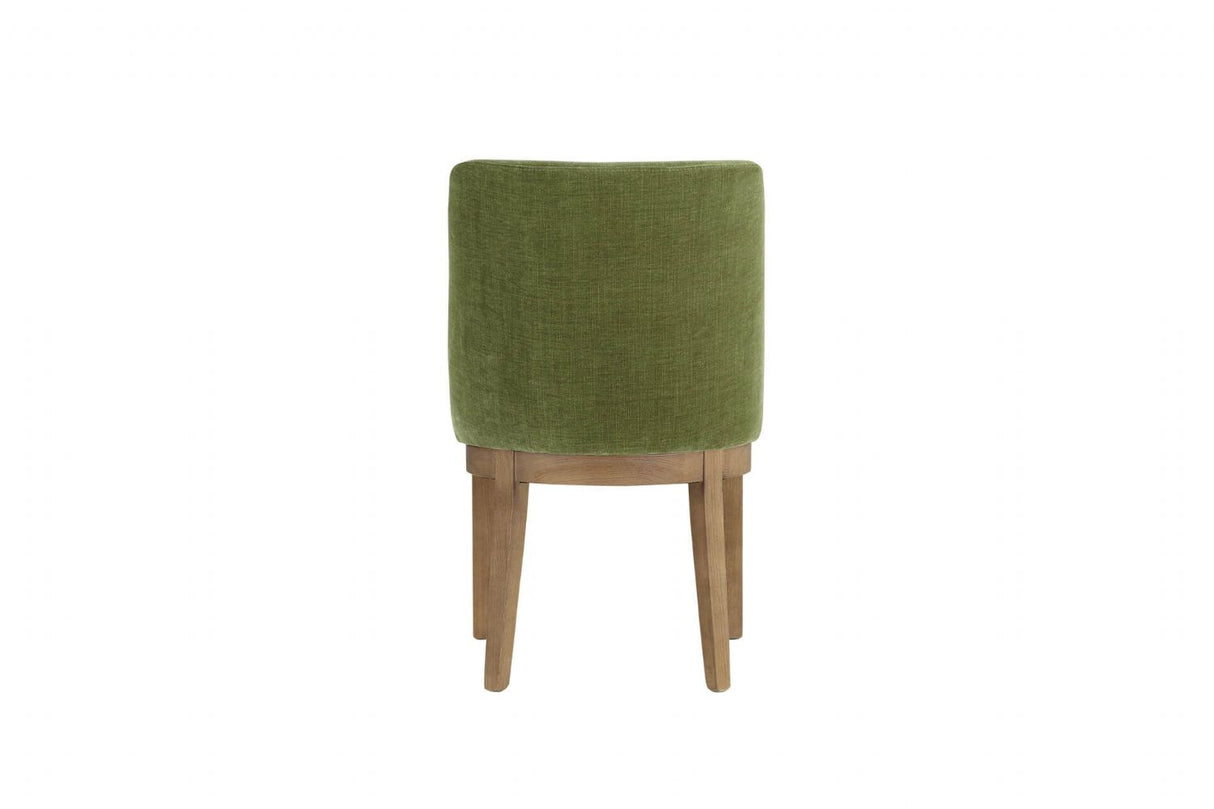 Green Fabric Dining Chair with Solid Wooden Legs