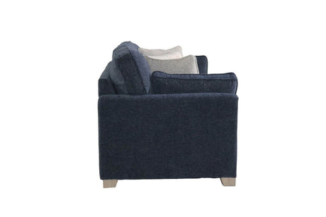 Navy Blue Linen Effect Fabric 3 Seater Sofa