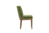 Green Fabric Dining Chair with Solid Wooden Legs