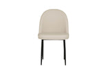 Taupe Cream Leather Curved Back Dining Chair Black Legs