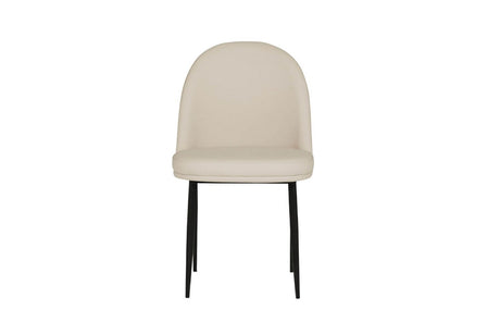 Taupe Cream Leather Curved Back Dining Chair Black Legs