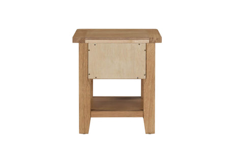 Natural Oak 1 Drawer Small Lamp Table with Shelf