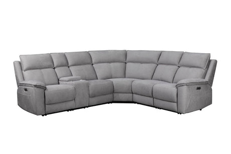 Greige Fabric Large Electric Recliner Corner Sofa Group