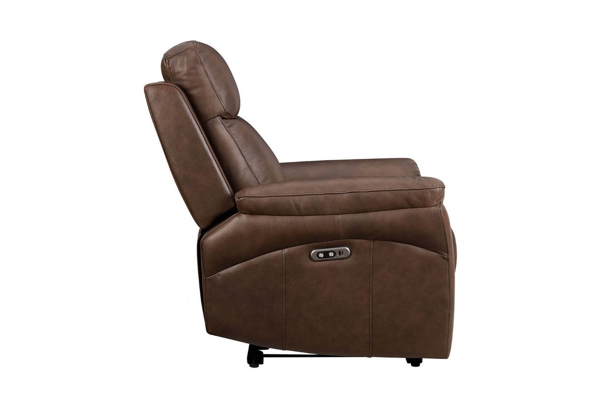 Brown Leather Upholstered Electric Recliner Chair