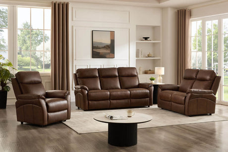 Brown Leather Upholstered Armchair Padded Armrests